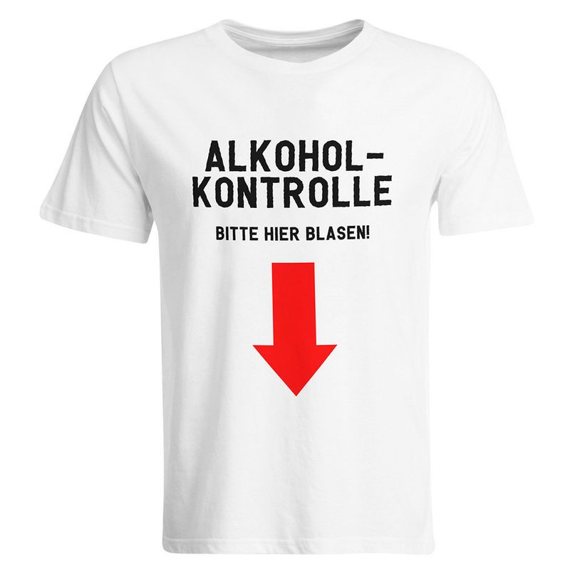 Alkoholkontrolle – Bitte hier blasen T-Shirt (Herren, Rundhals Ausschnitt) Alkoholkontrolle – Bitte hier blasen T-Shirt (Herren, Rundhals Ausschnitt)