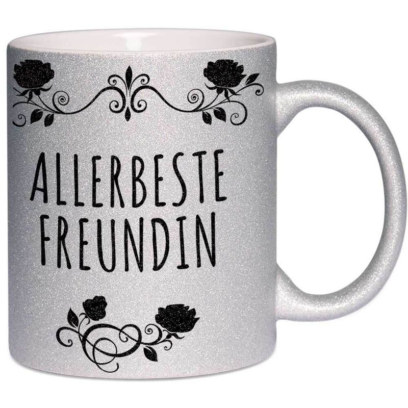 Allerbeste Freundin Tasse mit Glitzereffekt (Glitzertasse)
