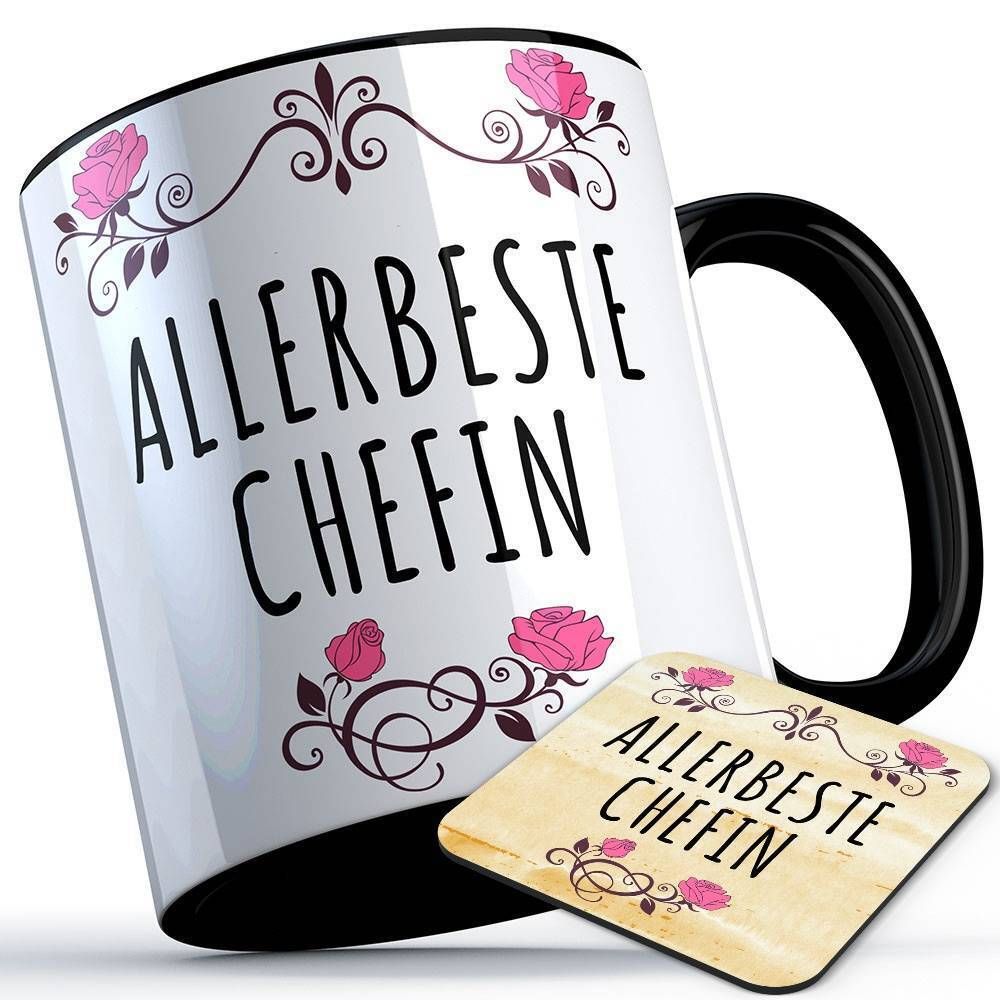 Allerbeste Chefin Tasse inkl. passendem Untersetzer lustige Sprüchetasse (5 Varianten)
