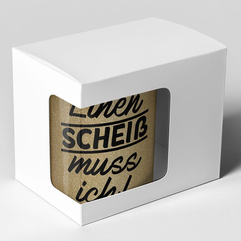 Einen Scheiss muss ich Tasse mit Glitzereffekt (Glitzertasse)