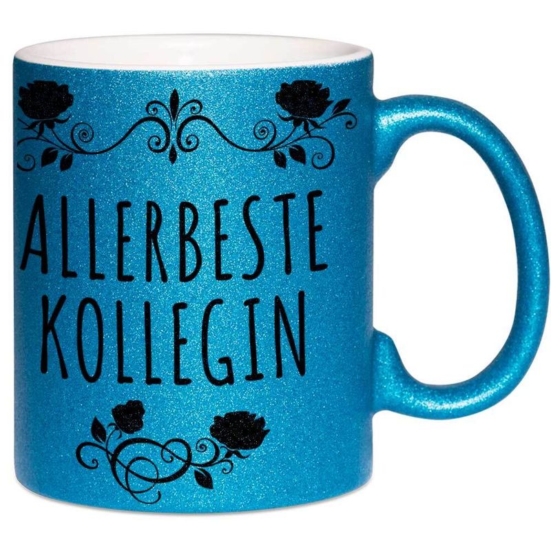 Allerbeste Kollegin Tasse mit Glitzereffekt (Glitzertasse)
