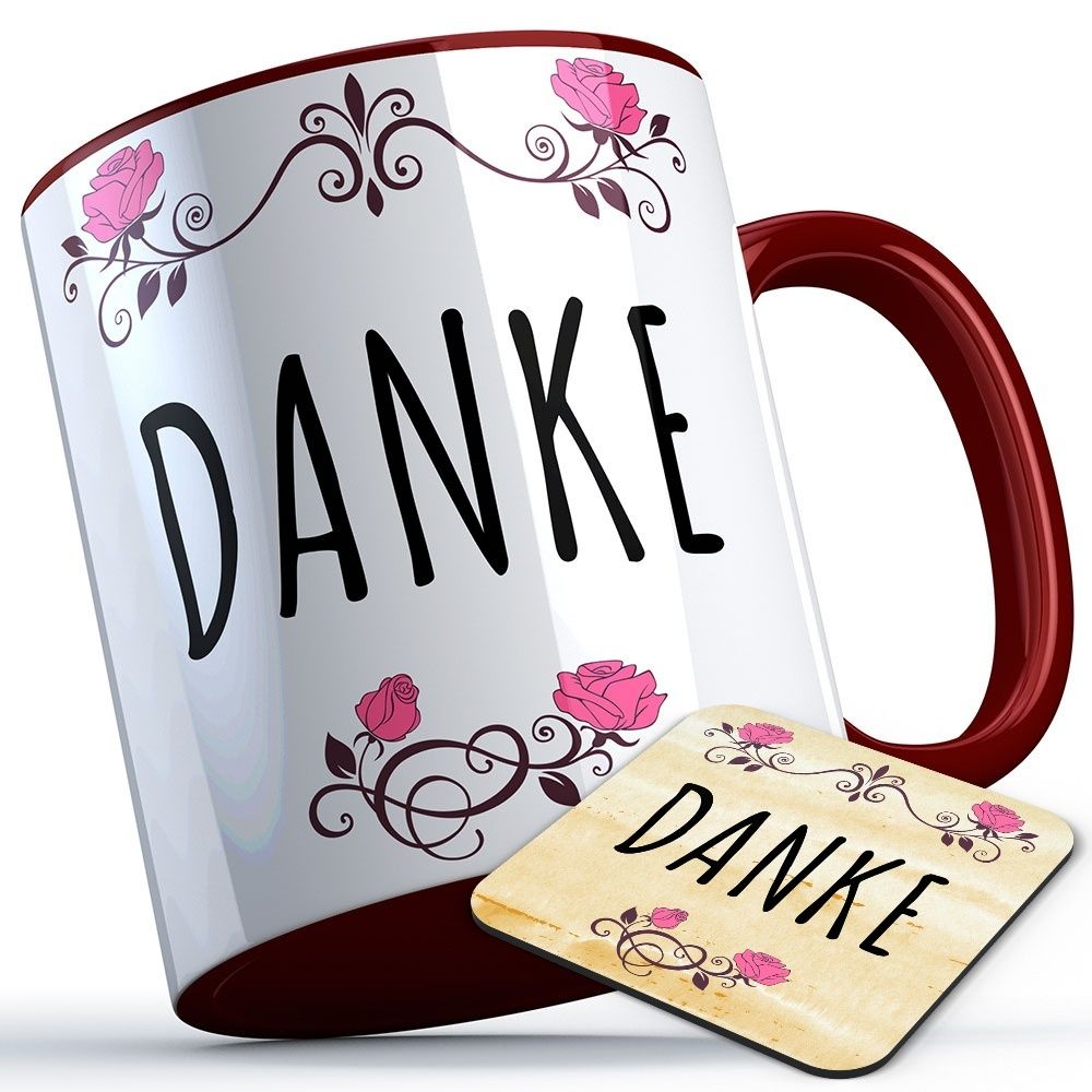 Danke Tasse inkl. passendem Untersetzer Sprüchetasse Freunde Dankbarkeit Hilfe Einsatz (5 Varianten)
