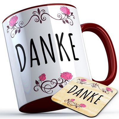 Danke Tasse inkl. passendem Untersetzer Sprüchetasse Freunde Dankbarkeit Hilfe Einsatz (5 Varianten)