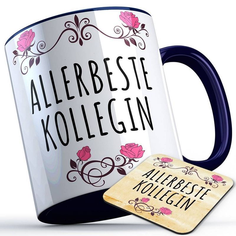 Allerbeste Kollegin Tasse inkl. passendem Untersetzer lustige Sprüchetasse (5 Varianten)