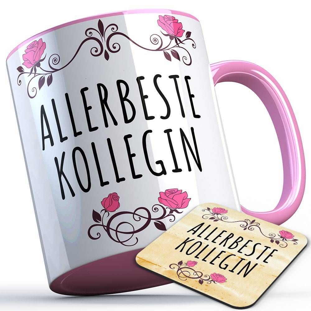 Allerbeste Kollegin Tasse inkl. passendem Untersetzer lustige Sprüchetasse (5 Varianten)
