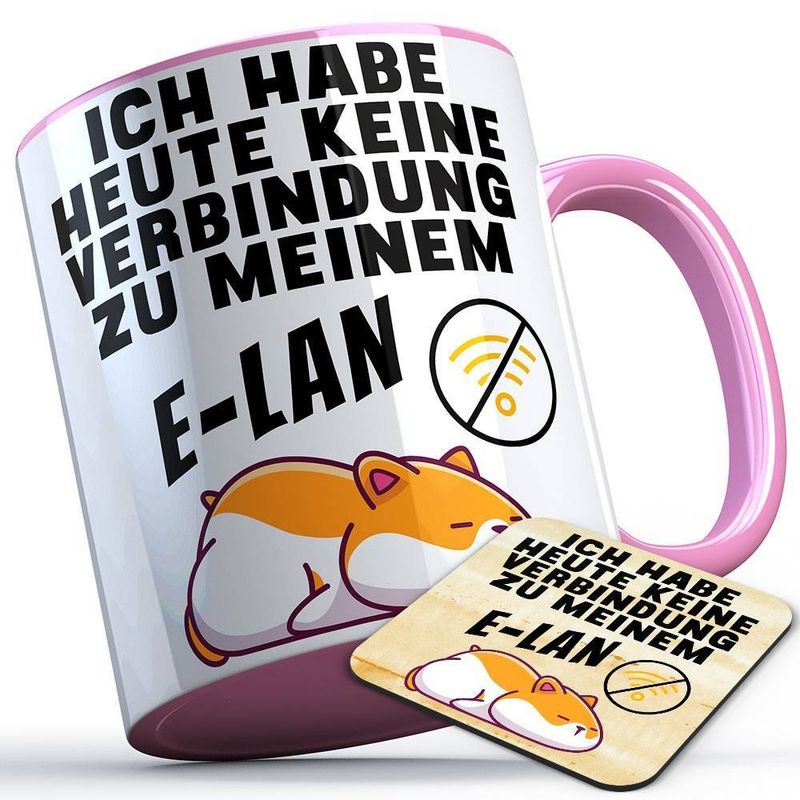 Ich habe heute keine Verbindung zu meinem E-LAN Tasse inkl. passendem Untersetzer lustige Sprüchetasse mit Hamster (5 Varianten) Ich habe heute keine Verbindung zu meinem E-LAN Tasse inkl. passendem Untersetzer lustige Sprüchetasse mit Hamster (5 Varianten)