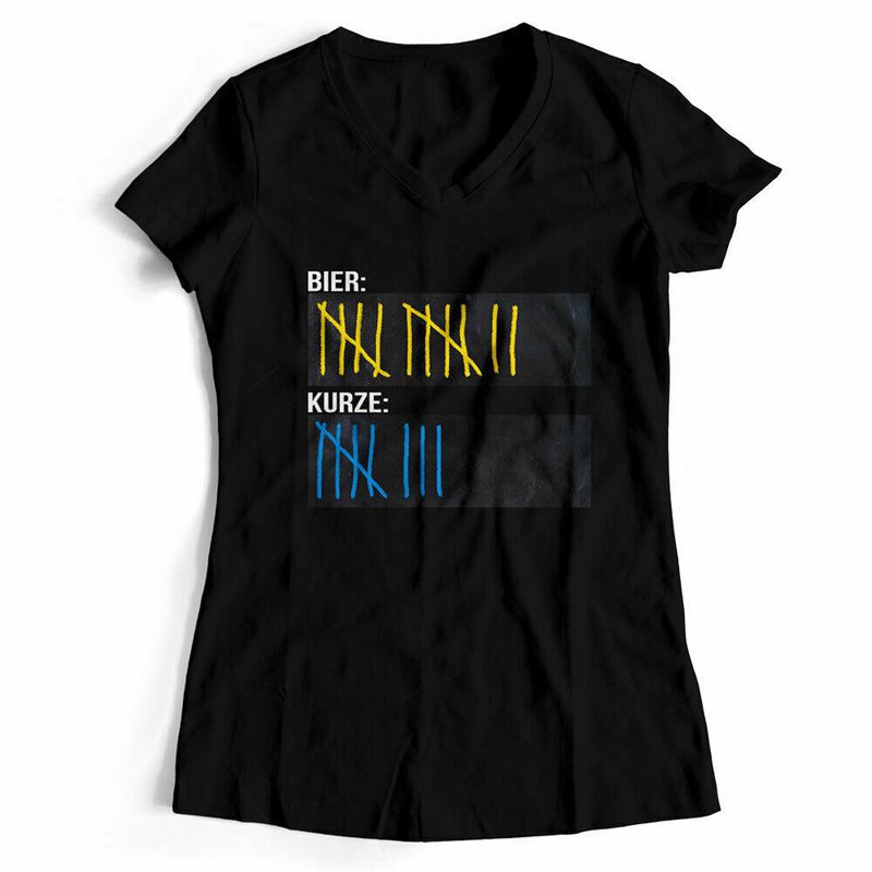 T-Shirt Strichliste Bier & Kurze inkl. 12er-Pack Kreide (Damen, V-Neck, verschiedene Farben)
