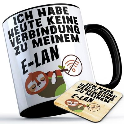 Ich habe heute keine Verbindung zu meinem E-LAN Tasse inkl. passendem Untersetzer lustige Sprüchetasse mit Faultier (5 Varianten) Ich habe heute keine Verbindung zu meinem E-LAN Tasse inkl. passendem Untersetzer lustige Sprüchetasse mit Faultier (5 Varianten)