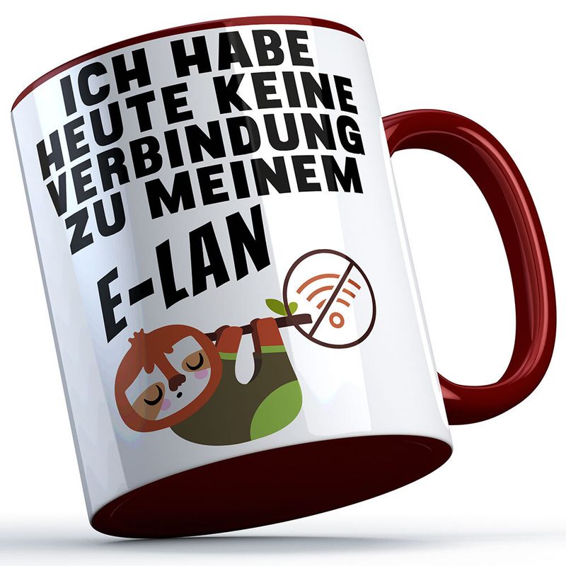 Ich habe heute keine Verbindung zu meinem E-LAN Tasse lustige Sprüchetasse mit Faultier (5 Varianten)