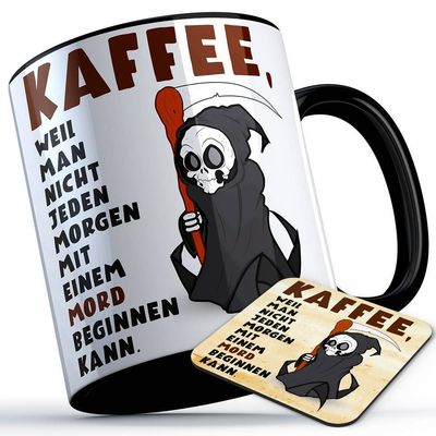 Kaffee, weil man nicht jeden Morgen mit einem Mord beginnen kann Tasse inkl. passendem Untersetzer lustige Sprüchetasse (5 Varianten) Kaffee, weil man nicht jeden Morgen mit einem Mord beginnen kann Tasse inkl. passendem Untersetzer lustige Sprüchetasse (5 Varianten)