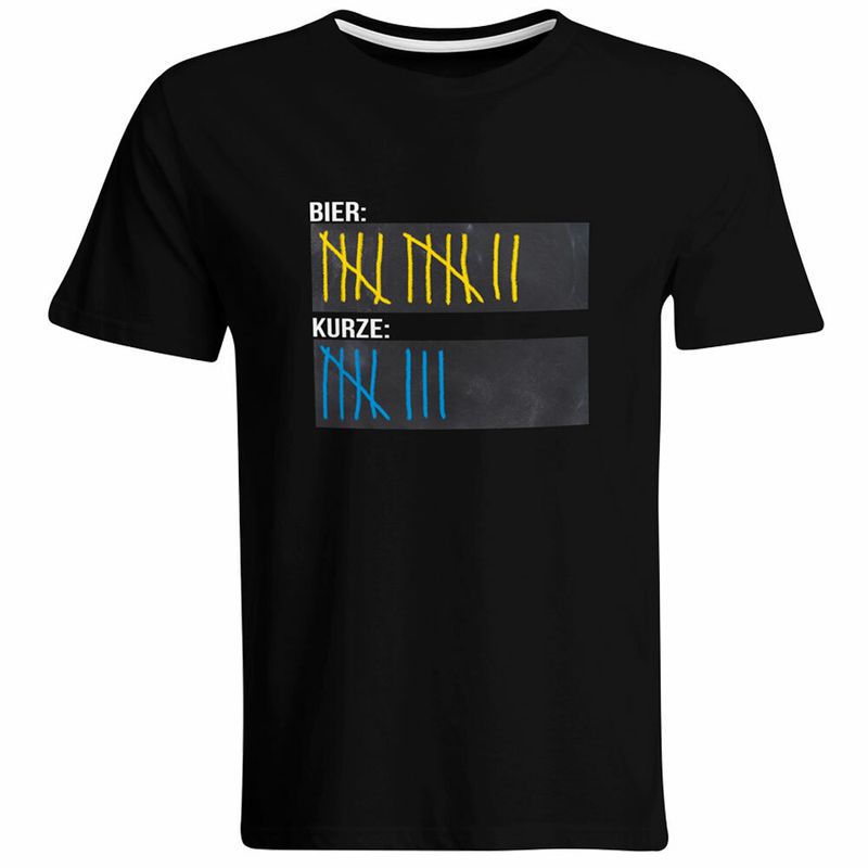 T-Shirt Strichliste Bier & Kurze mit Kreide beschreibbar inkl. 12er-Pack Kreide (Herren Rundhals, verschiedene Farben)