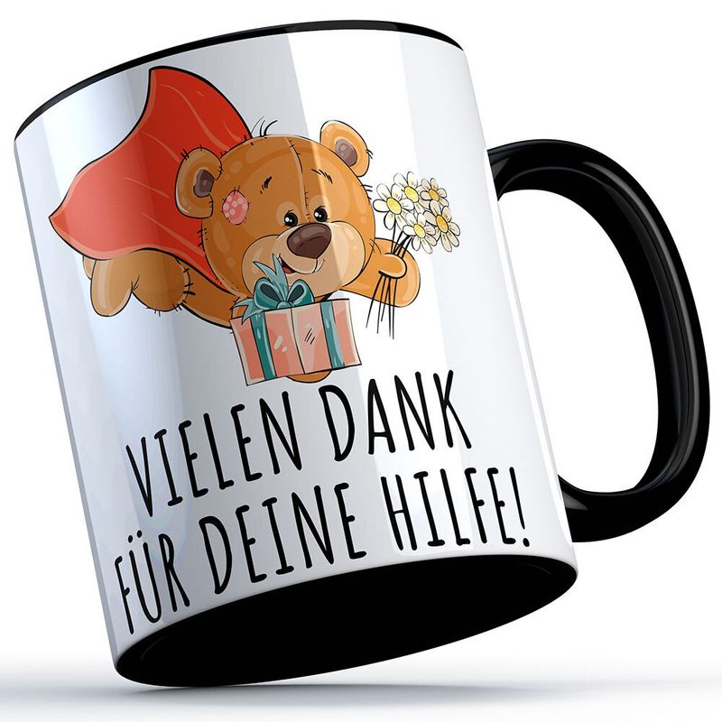 Vielen Dank für deine Hilfe Tasse (fliegender Bär) süße Sprüchetasse (5 Varianten)