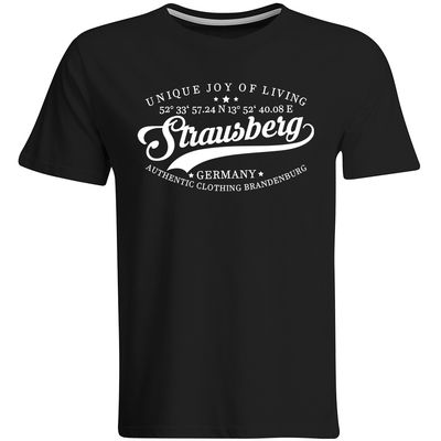 Strausberg T-Shirt mit GPS Koordinaten (Herren, Rundhals- oder V-Ausschnitt)
