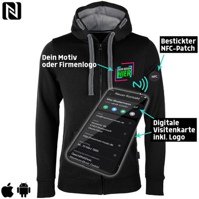 NFC Luxury-Jacket mit eigenem Firmenlogo und besticktem NFC-Chip (Digitale Visitenkarte) | Unisex