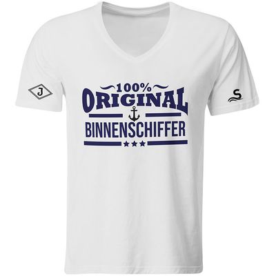 "100% original Binnenschiffer" T-Shirt (Motiv vorne / V-Neck)