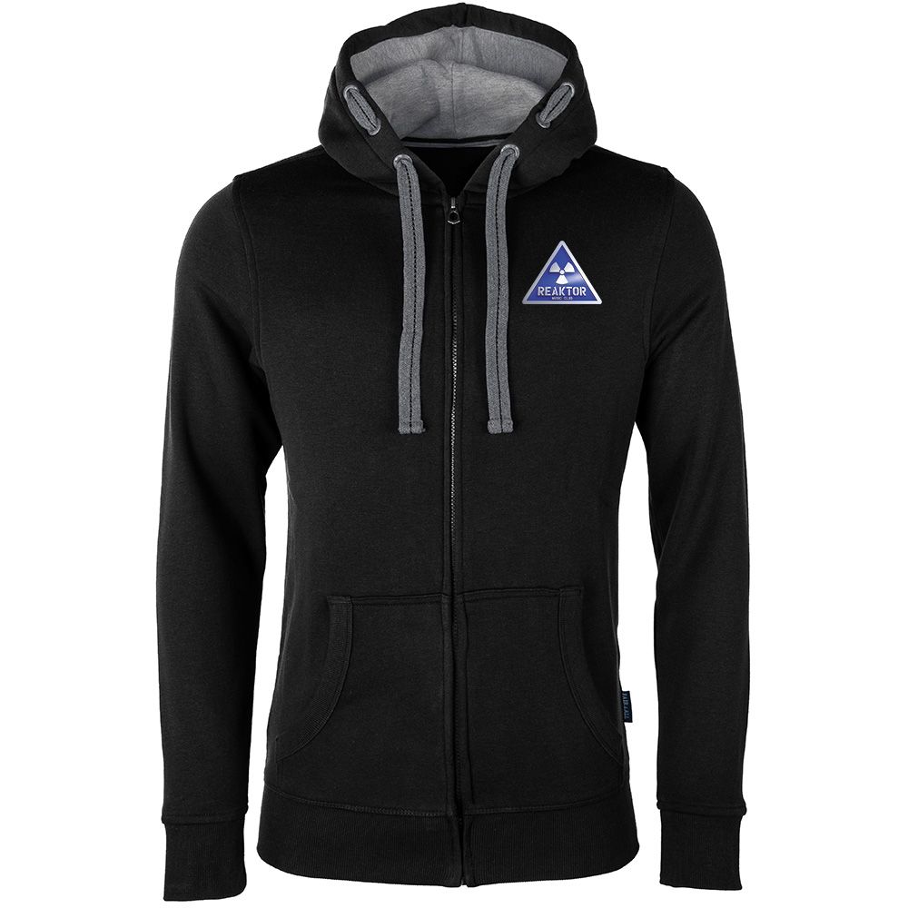 REAKTOR Luxury Zip-Hoodie | Blue-Logo vorne klein, hinten groß (Unisex)