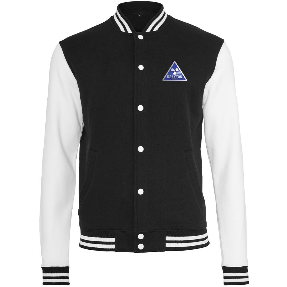 REAKTOR Sweat-College-Jacket | Blue-Logo vorne klein, hinten groß (Unisex)
