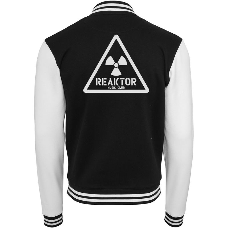 REAKTOR Sweat-College-Jacket | Retro-Logo vorne klein, hinten groß (Unisex)