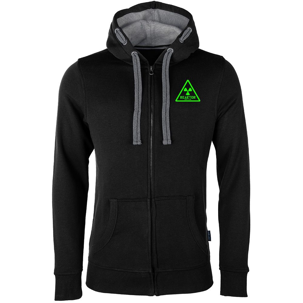 REAKTOR Luxury Zip-Hoodie | Retro-Logo vorne klein, hinten groß (Unisex)