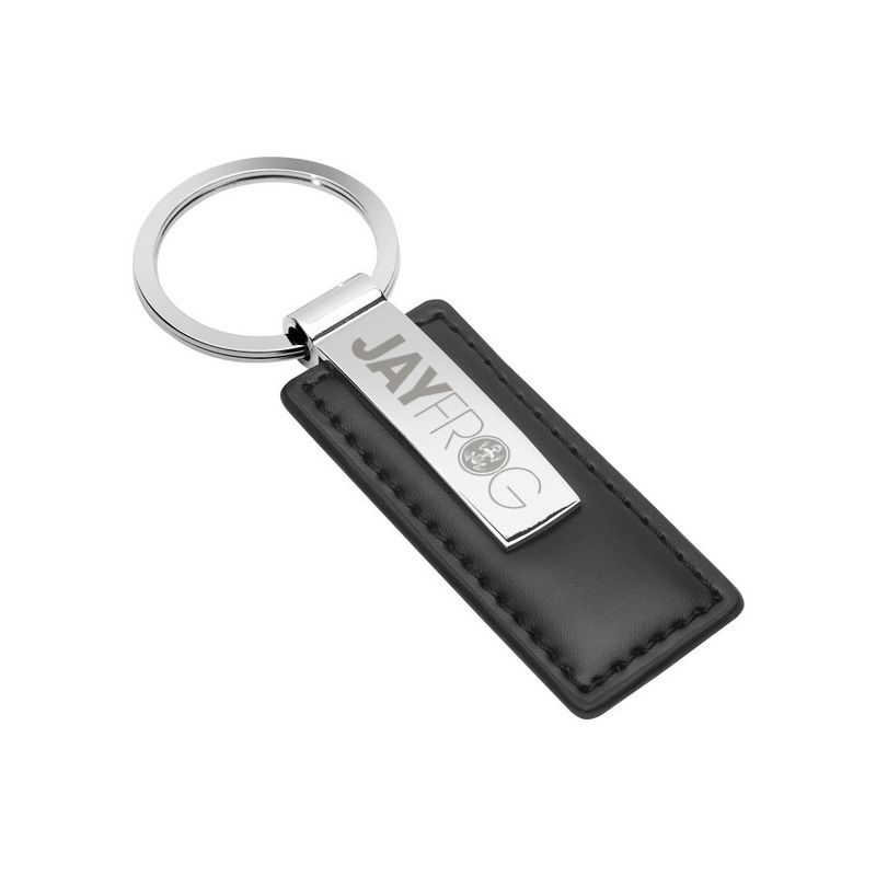 Lasergravierter Jay Frog Schlüsselanhänger aus Metall und Kunstleder in Geschenkverpackung