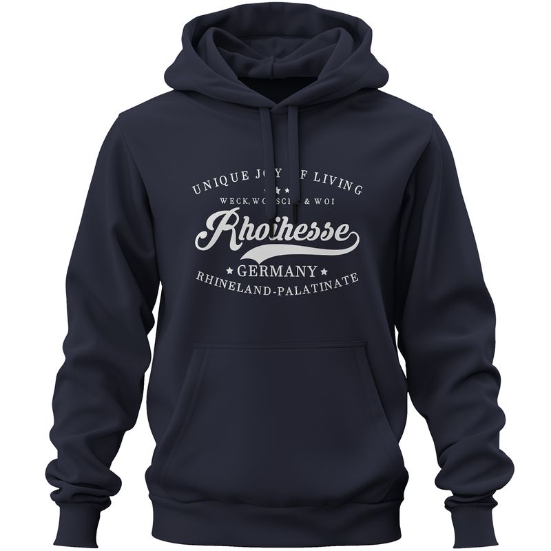 "Weck, Worscht & Woi - Rhoihesse!" Premium-Hoodie (Unisex)