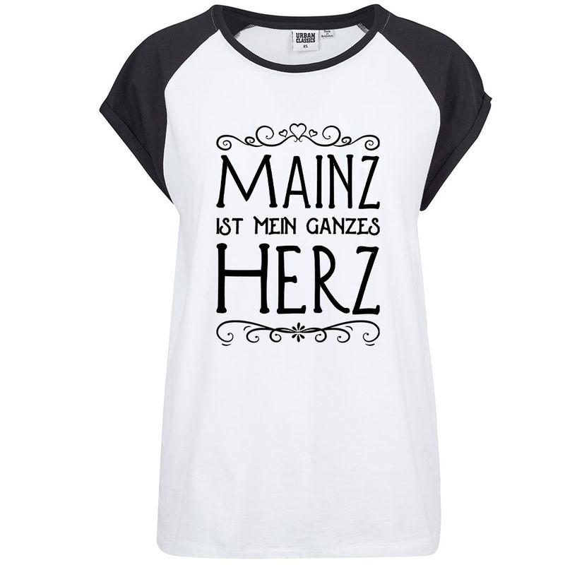 "Mainz ist mein ganzes Herz" Contrast T-Shirt by Urban Classics (Damen)