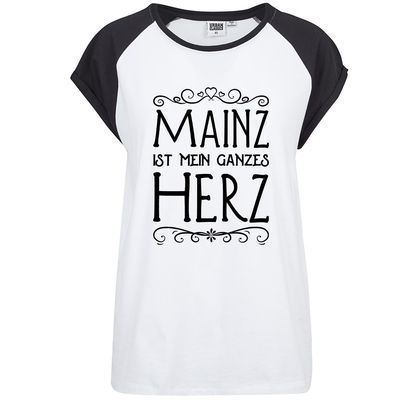 "Mainz ist mein ganzes Herz" Contrast T-Shirt by Urban Classics (Damen)