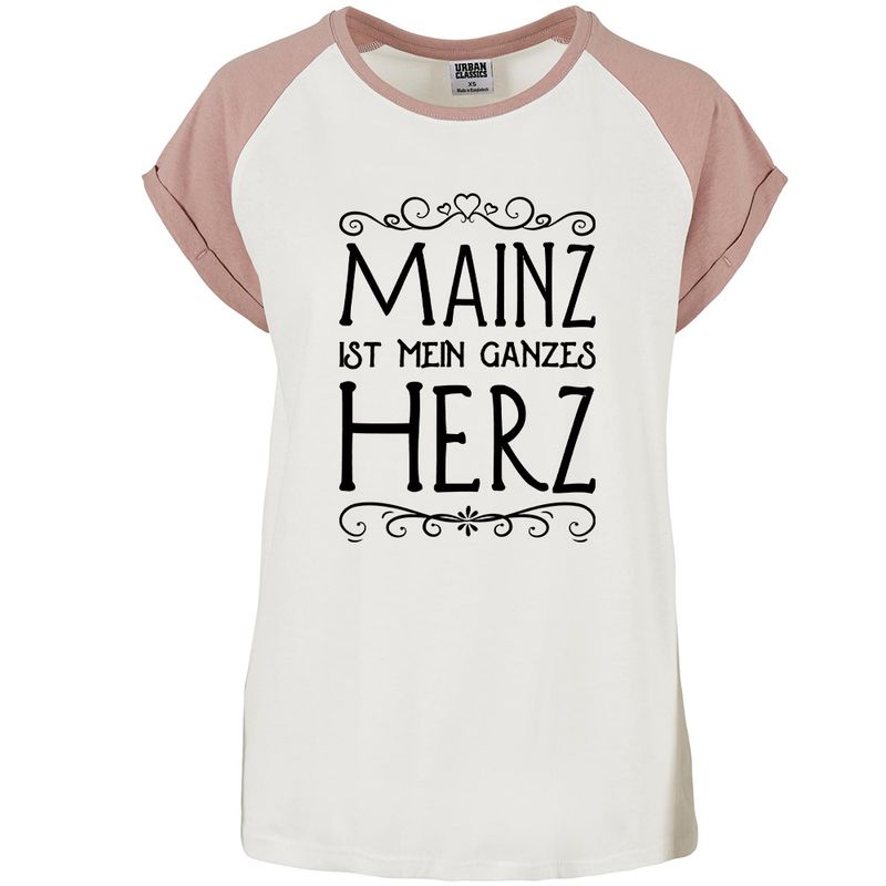 "Mainz ist mein ganzes Herz" Contrast T-Shirt by Urban Classics (Damen)