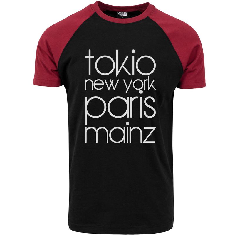 "Tokio, New York, Paris, Mainz" Contrast T-Shirt by Urban Classics (Herren)