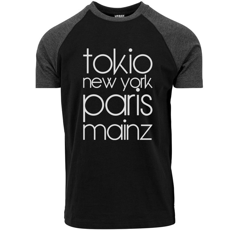 "Tokio, New York, Paris, Mainz" Contrast T-Shirt by Urban Classics (Herren)
