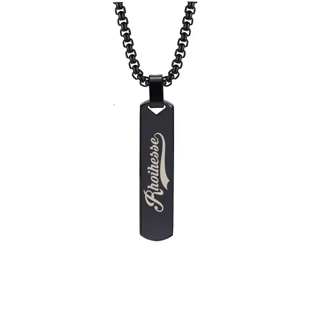 Halskette mit lasergraviertem Rhoihesse-Anhänger aus Edelstahl (Barrenform)