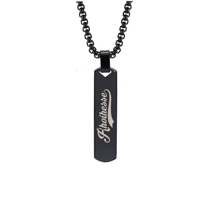 Halskette mit lasergraviertem Rhoihesse-Anhänger aus Edelstahl (Barrenform)