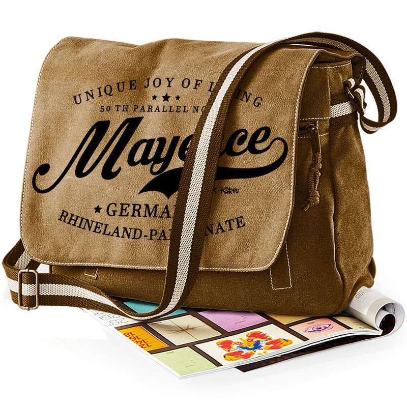"50 th parallel North - Mayence" Premium Vintage Messengertasche für alle Mainzer