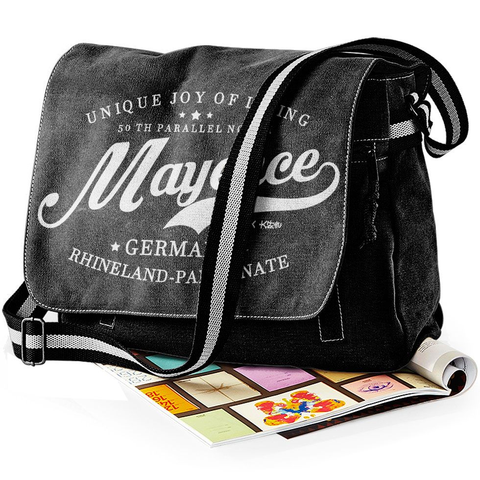 "50 th parallel North - Mayence" Premium Vintage Messengertasche für alle Mainzer