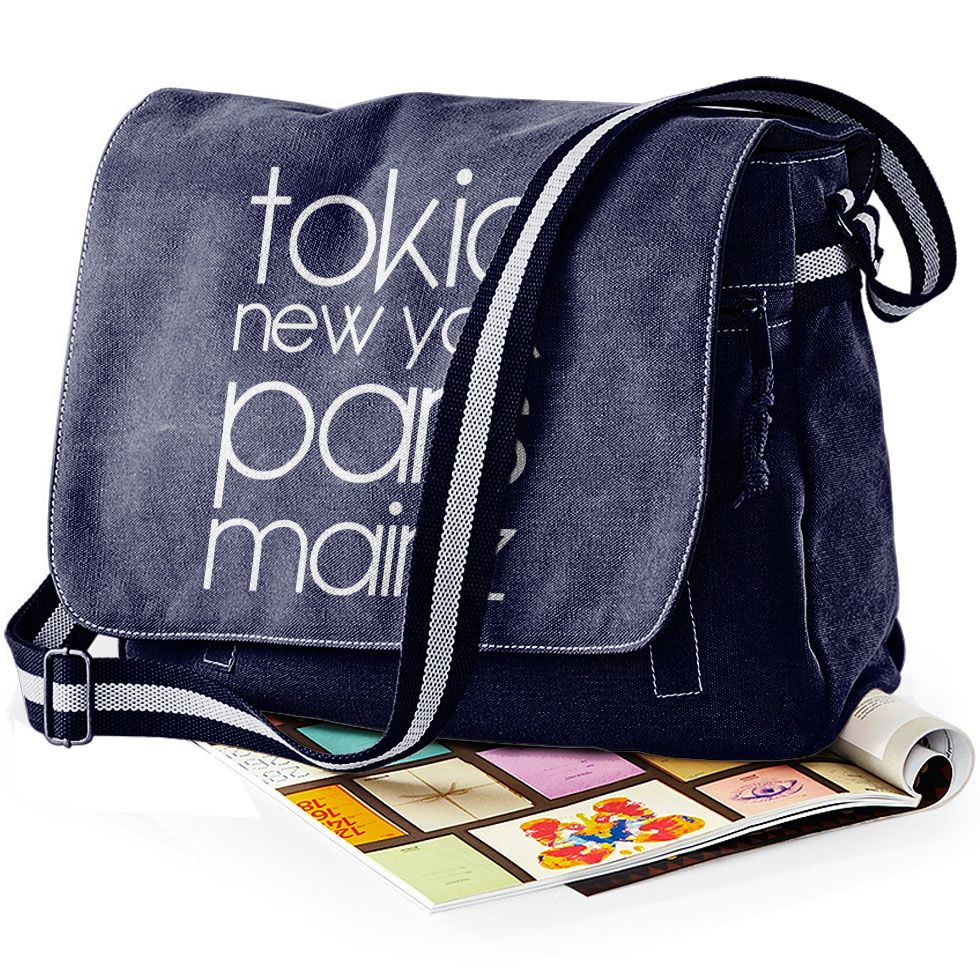 "Tokio, New York, Paris, Mainz" Premium Messengertasche im Vintagelook
