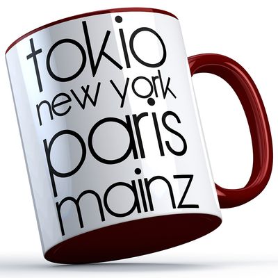 "Tokio, New York, Paris, Mainz" Keramiktasse