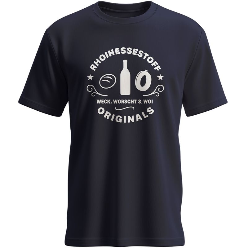 "Rhoihessestoff - Weck, Worscht & Woi" T-Shirt (Herren)