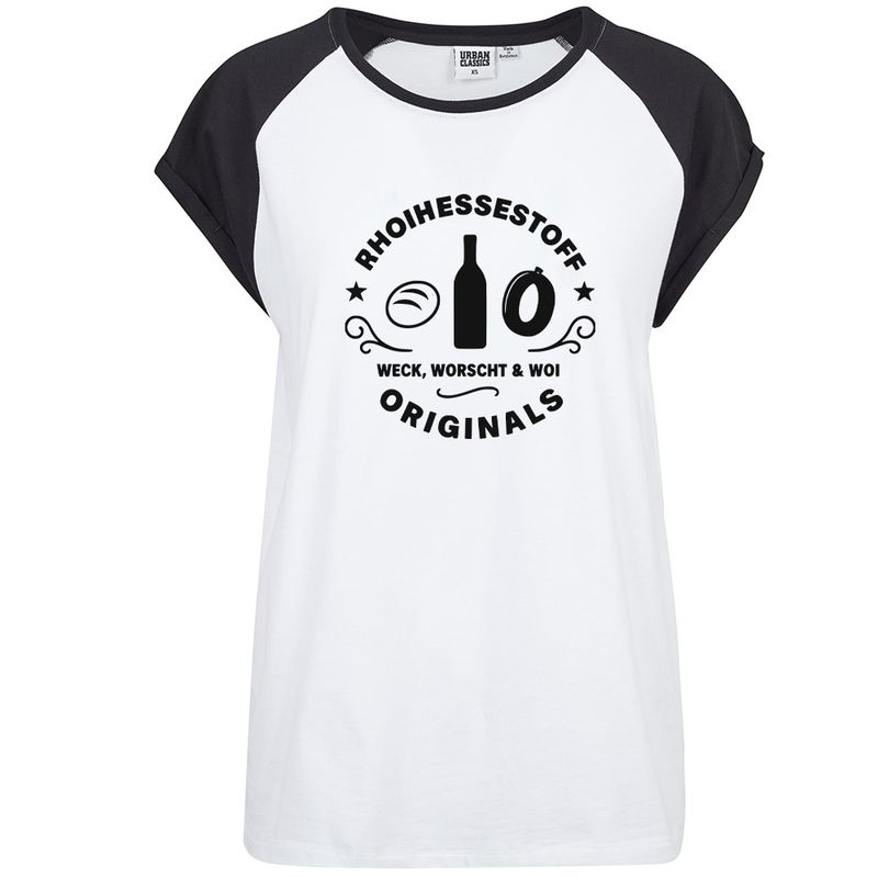 "Rhoihessestoff - Weck, Worscht & Woi" Contrast T-Shirt by Urban Classics (Damen)
