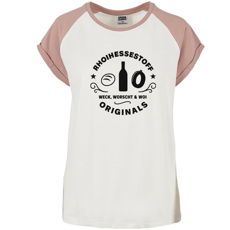 "Rhoihessestoff - Weck, Worscht & Woi" Contrast T-Shirt by Urban Classics (Damen)