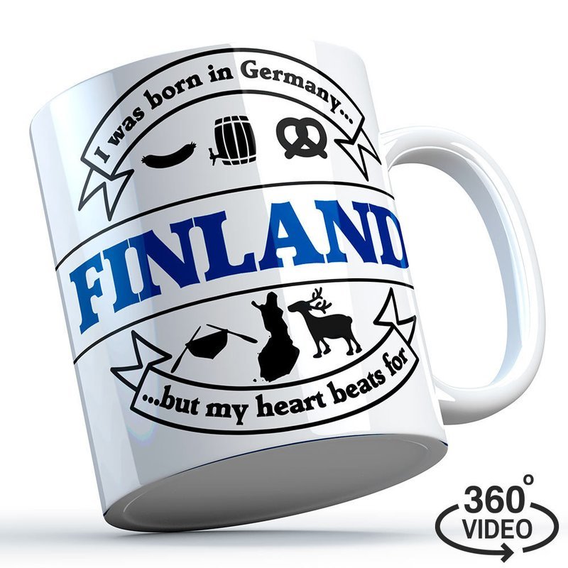 Finnland Tasse "I was born in Germany, but my heart beats for Finland"