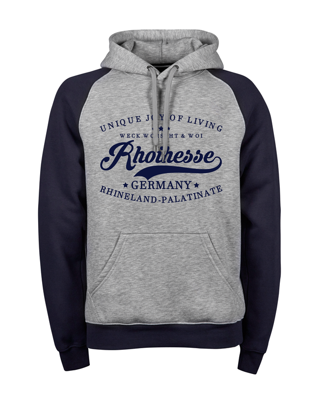 "Weck, Worscht & Woi! Rhoihesse" (Premium Two-Tone Hoody)