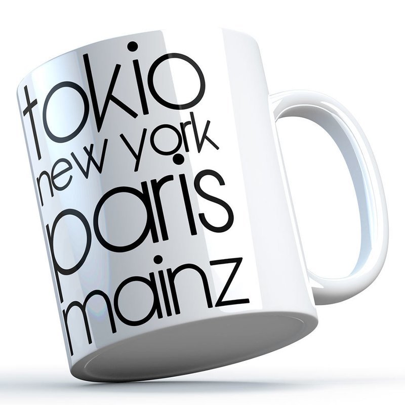 "Tokio, New York, Paris, Mainz" Keramiktasse