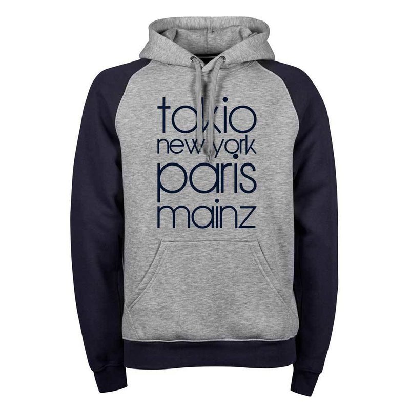 "Tokio, New York, Paris, Mainz" (Premium Two-Tone Hoody)