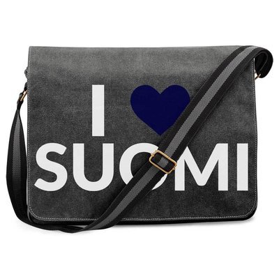 "I love Suomi" Premium Messengertasche im Vintagelook