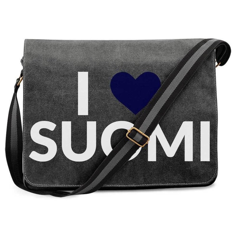"I love Suomi" Premium Messengertasche im Vintagelook