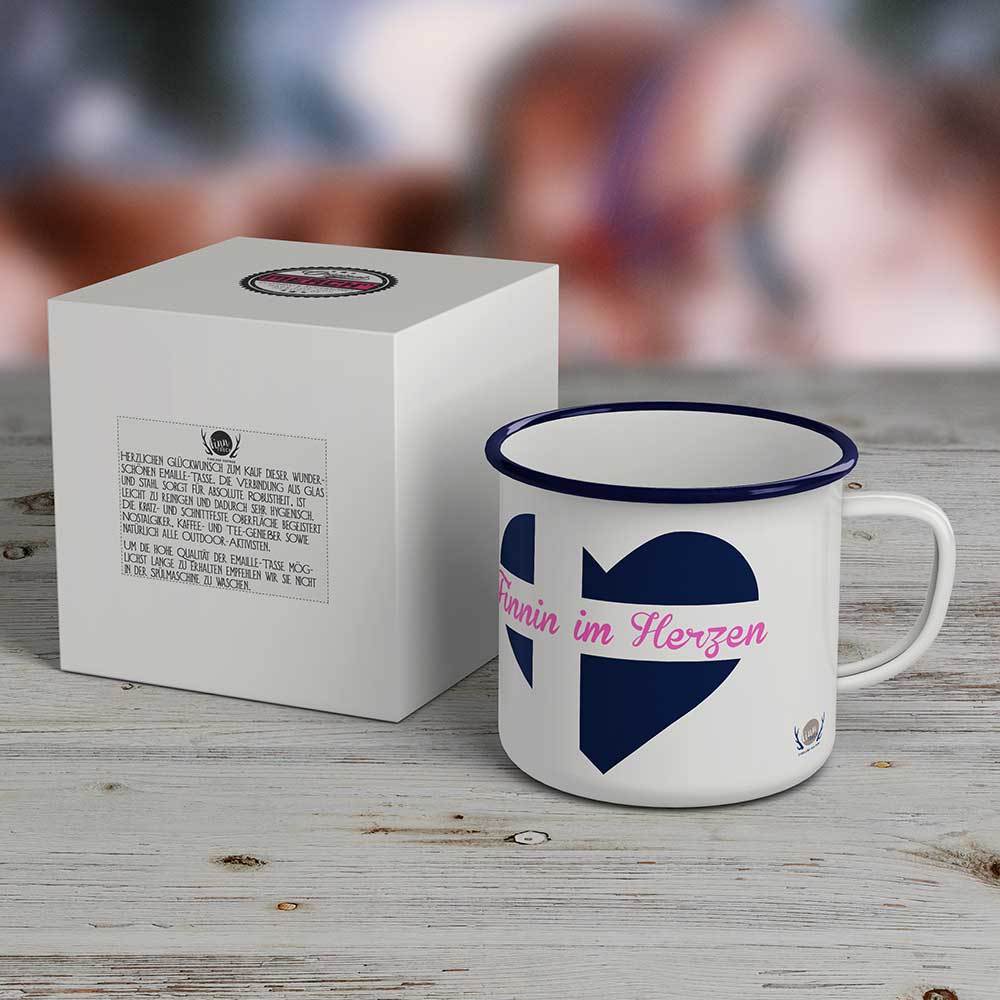 "Finnin im Herzen" Emaille-Tasse M1-FT 31902