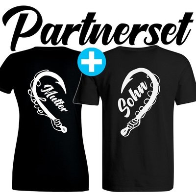 "Anglerin & Angler / Mutter & Sohn" T-Shirt Partnerset (Kindergröße 90 bis XXXL)