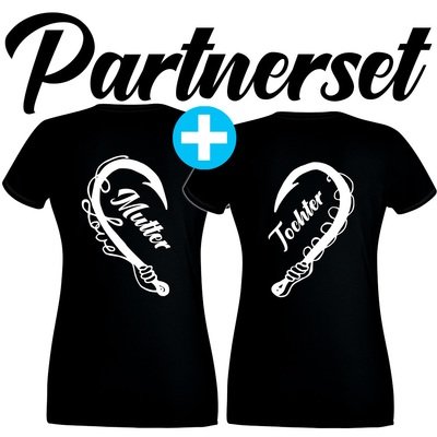 "Anglerin & Anglerin / Mutter & Tochter" T-Shirt Partnerset (Kindergröße 90 bis XXL)
