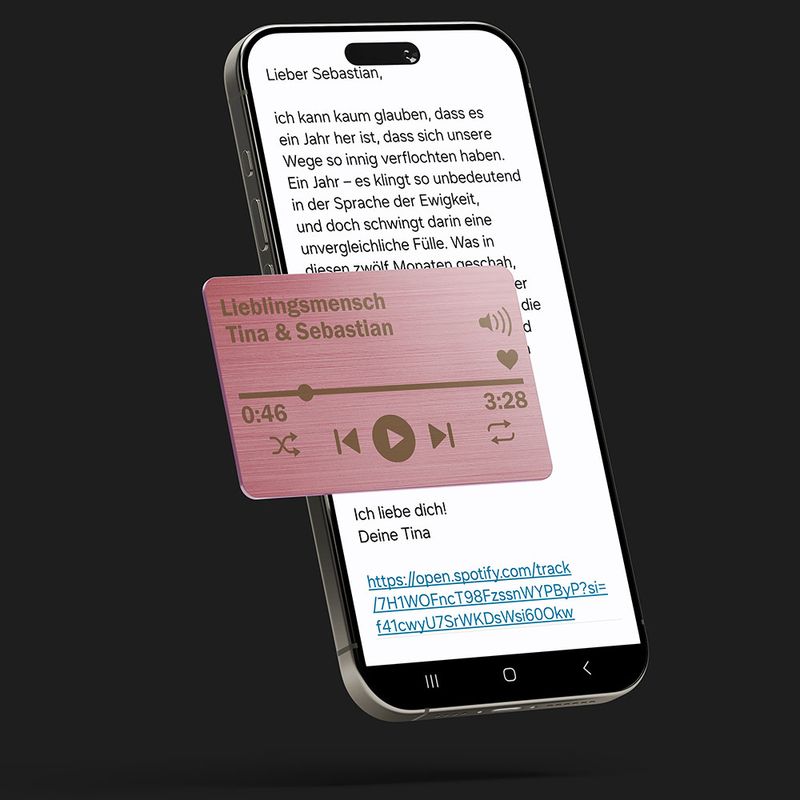 Personalisierte NFC Video- & Songlink-Karte aus Edelstahl (Farbe: Brushed Rosé)