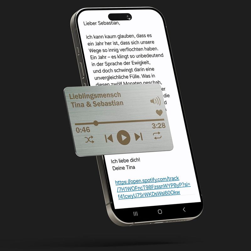 Personalisierte NFC Video- & Songlink-Karte aus Edelstahl (Farbe: Brushed Silver)